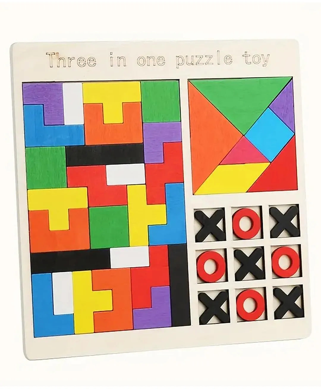 3-in-1 Wooden Puzzle Toy β Educational Brain Teaser for Kids & Adults