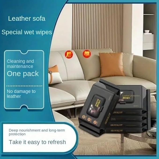 Leather Care Wipes – Instant Cleaning & Conditioning for Shoes, Bags, Car Seats & Furniture