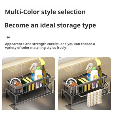 Premium Kitchen Sink Organizer with Hanging Rod – Multifunction Storage Rack