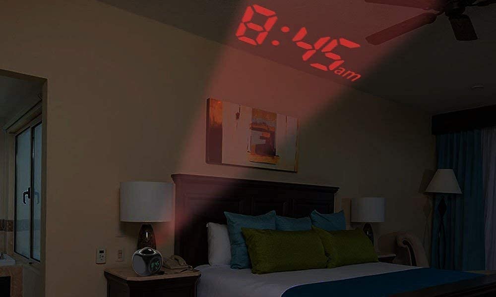 LED Digital Projector Alarm Clock with LCD Display & Temperature