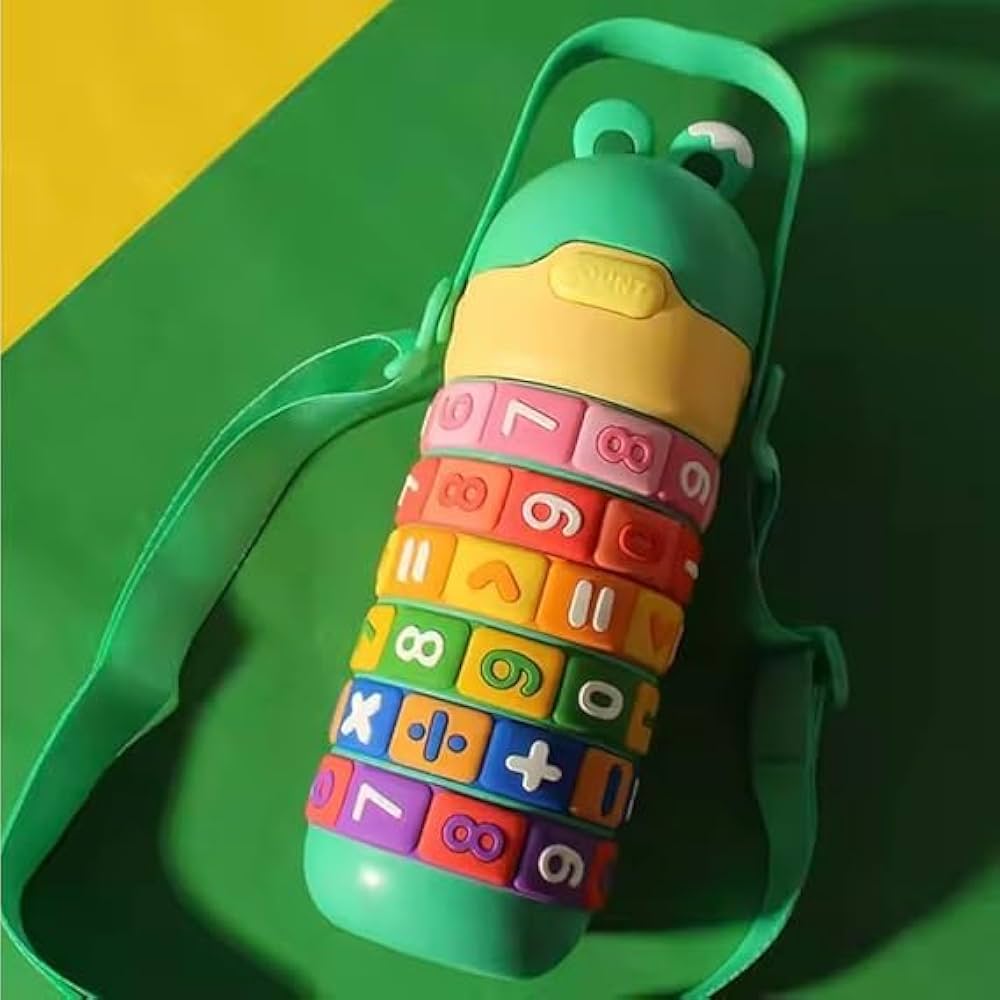 Math Learning Water Bottle with Colorful Puzzle Design