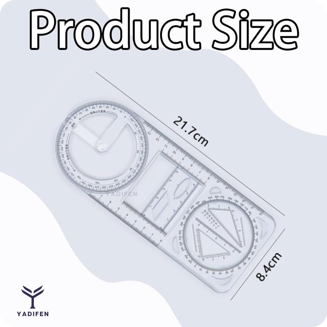 Multifunctional Geometric Ruler – Math, Drawing & Measuring Tool for Students & Designers