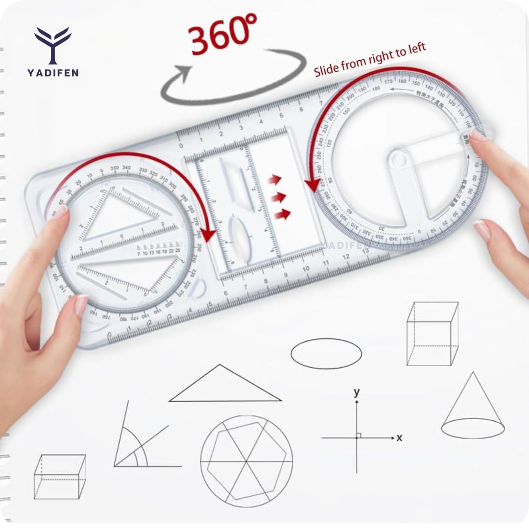 Multifunctional Geometric Ruler – Math, Drawing & Measuring Tool for Students & Designers