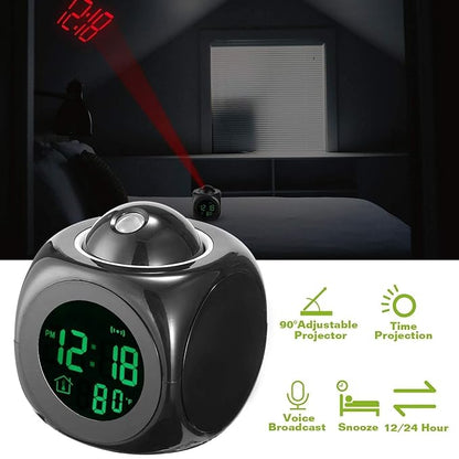 LED Digital Projector Alarm Clock with LCD Display & Temperature