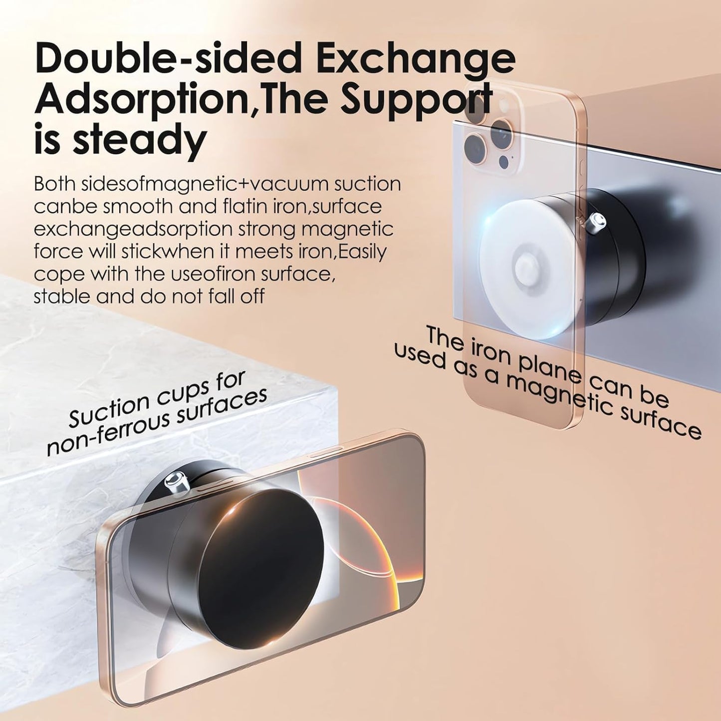 Premium Vacuum Magnetic Suction Cup Phone Mount | 360° Adjustable Rotation