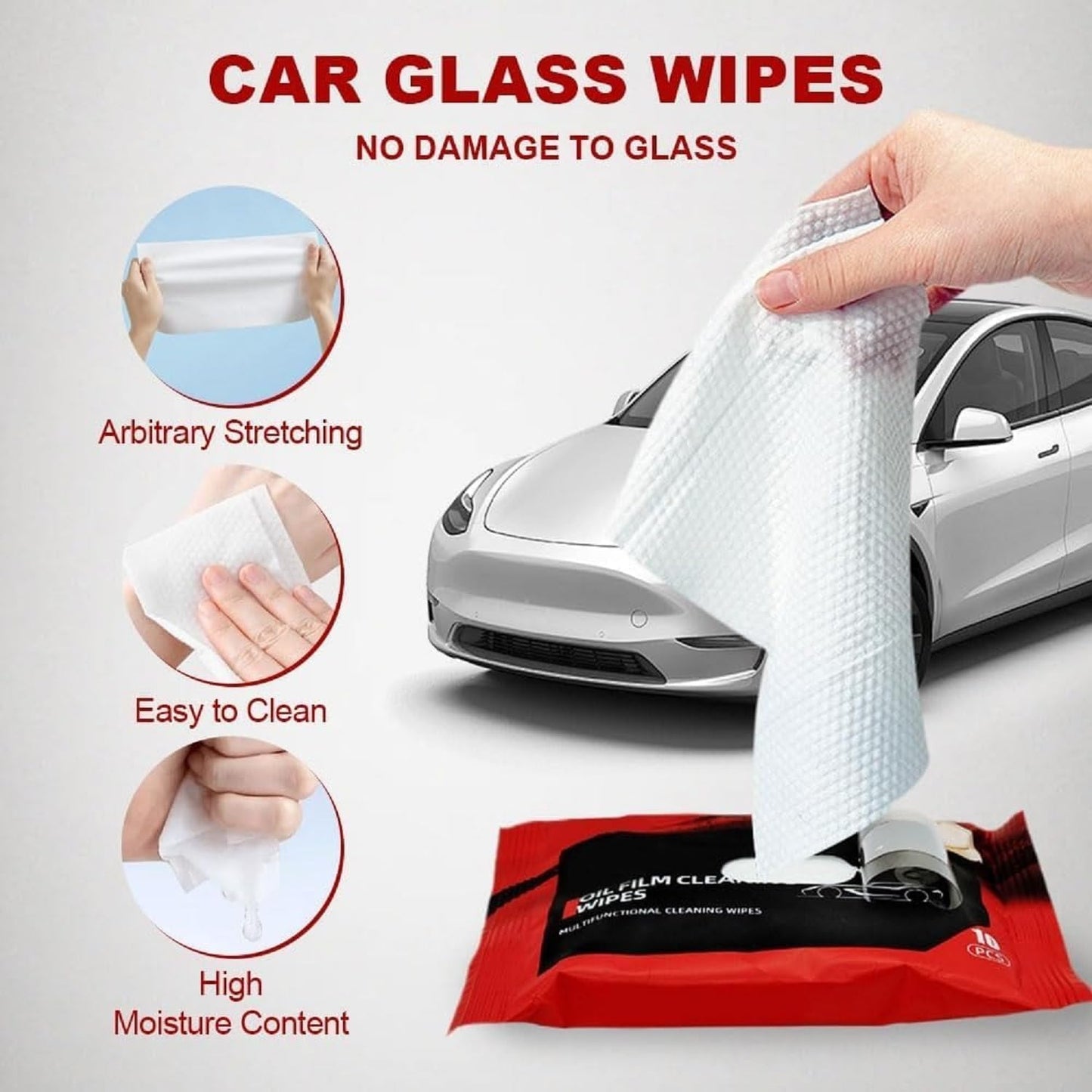 Oil Film Cleaning Wipes – Anti-Fog & Stain Removal Wipes for Glass, Mirrors & Car Windshields