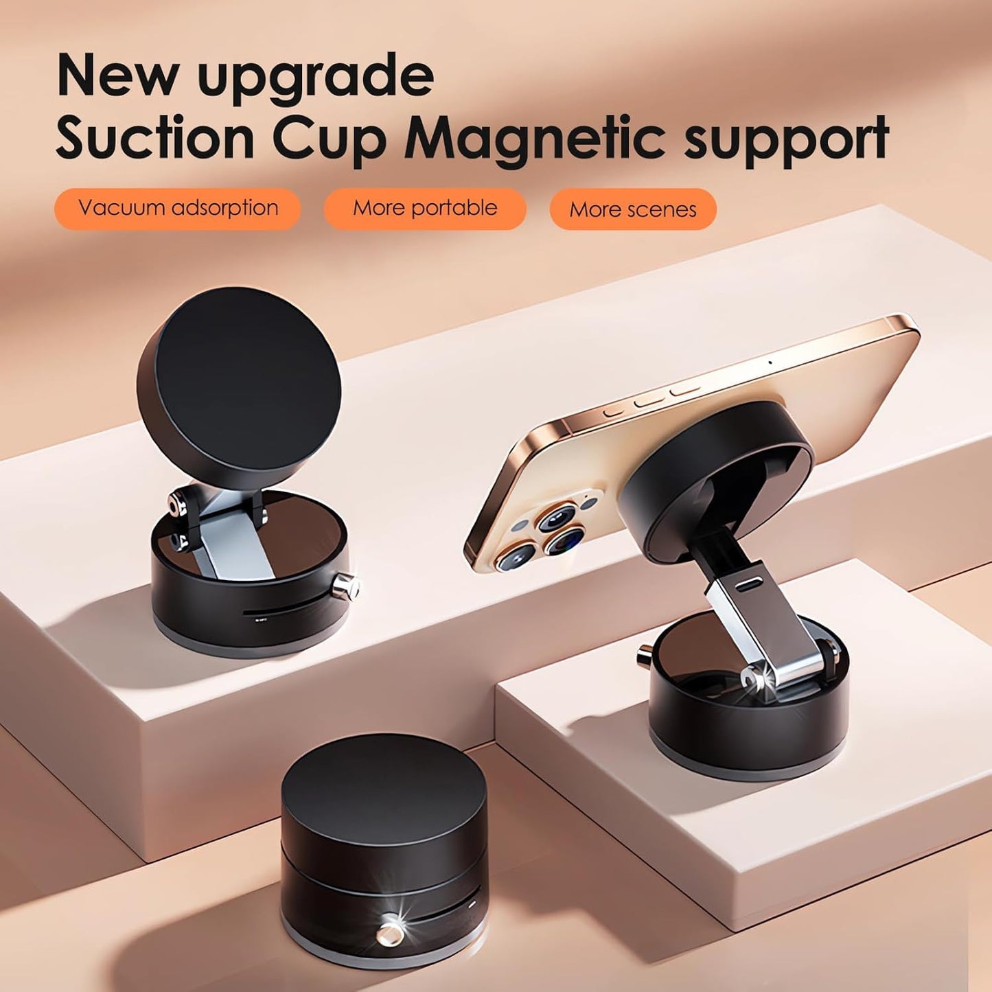 Premium Vacuum Magnetic Suction Cup Phone Mount | 360° Adjustable Rotation
