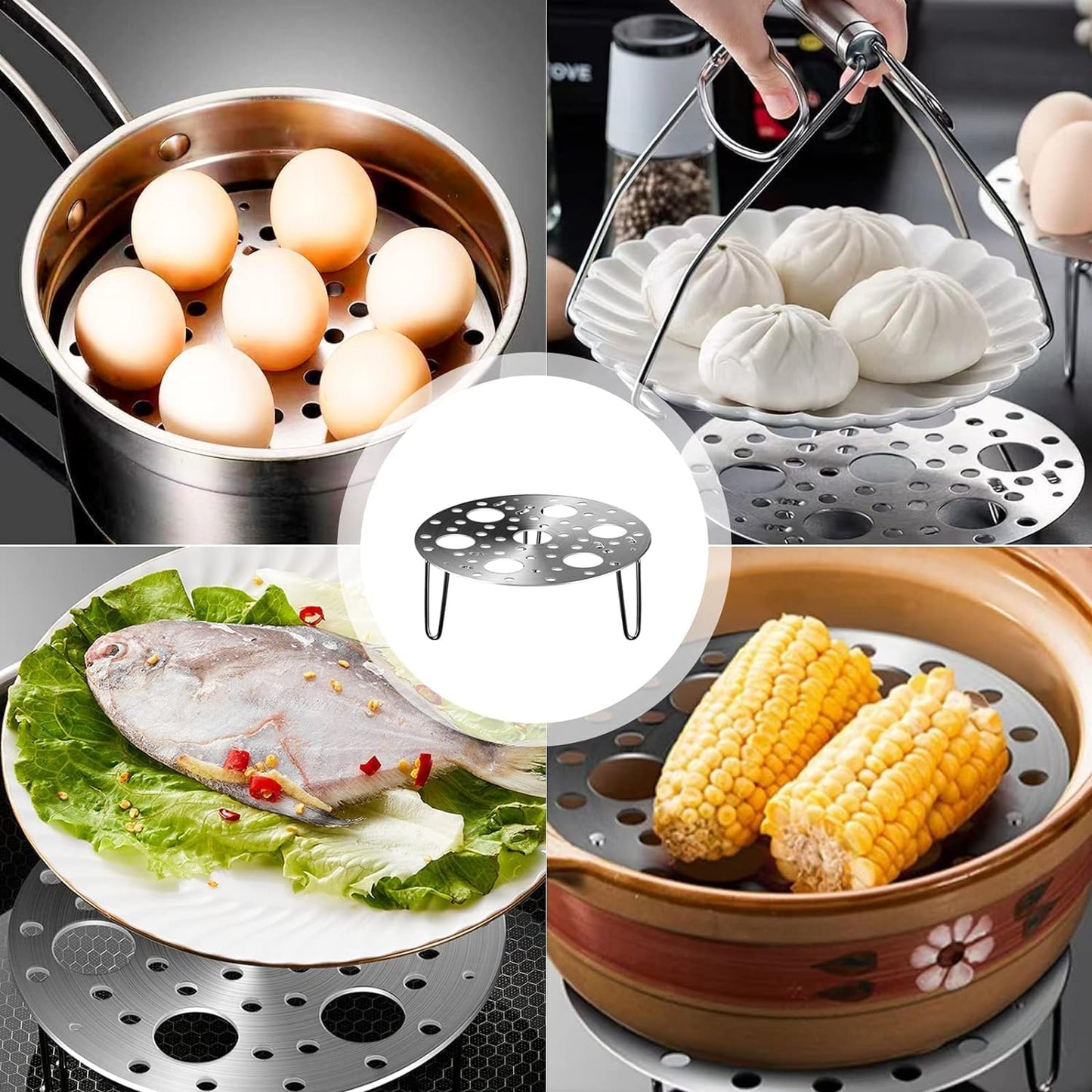 Stainless Steel Egg Boiling Stand – Multi-Egg Steamer Rack for Kitchen