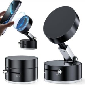 Premium Vacuum Magnetic Suction Cup Phone Mount | 360° Adjustable Rotation