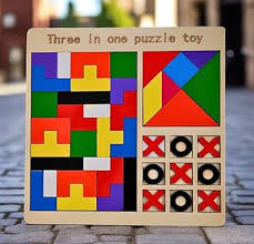 3-in-1 Wooden Puzzle Toy – Educational Brain Teaser for Kids & Adults