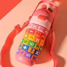 Math Learning Water Bottle with Colorful Puzzle Design