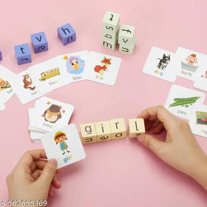 Alphabet Spelling Game – Wooden Blocks & Flashcards Educational Toy for Kids